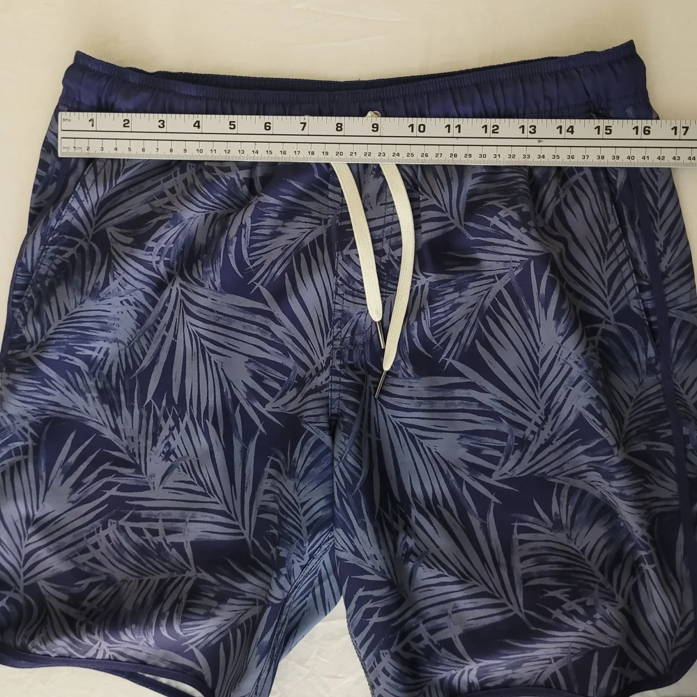 Fair Harbor Mens‎ Small Blue Tropical Swim Trunks Vacation Beach Unlined